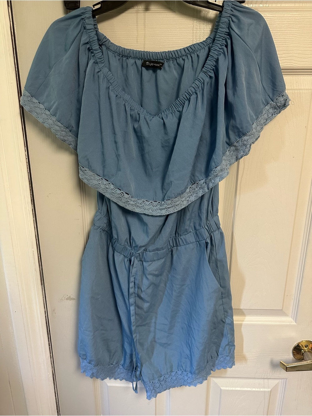 Sky Blue Off-Shoulder Romper by Sincerely Jules